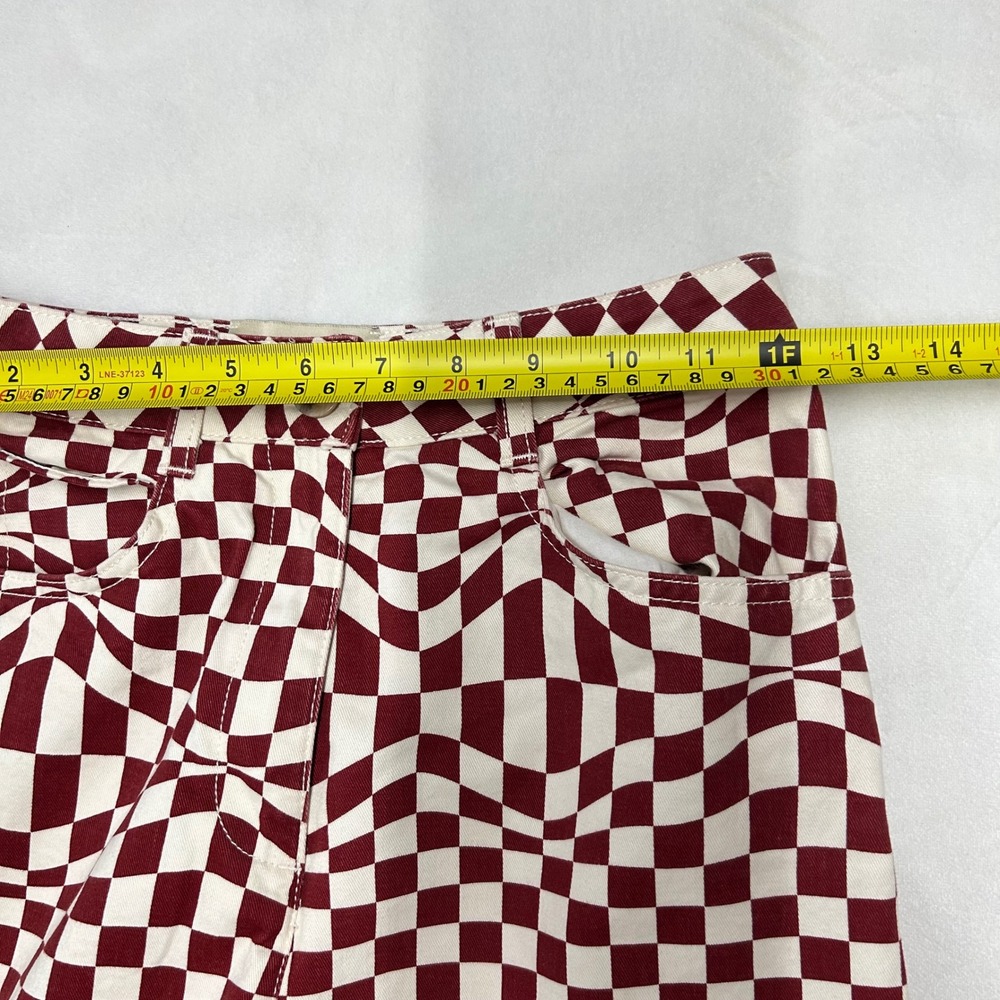 Paloma Wool Burgundy Psychedelic Checkered Straight Leg Pants - Picture 6 of 10